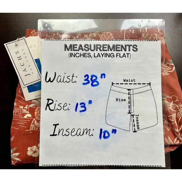 🩳 JACHS Men's Resorwear Preppy Red Island Print Stretch Twill Shorts Sz 38" - Picture 6 of 6